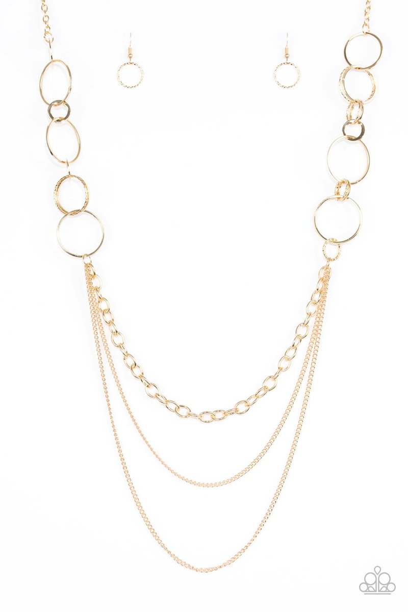 Paparazzi “Ring Down The House” Gold Hoop Long Necklace