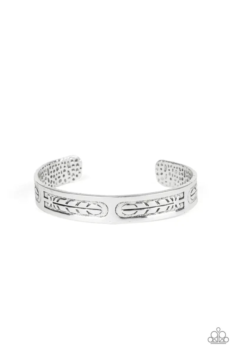 Paparazzi “Roost Radiance” Silver Feather Stamped Cuff Bracelet