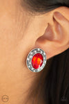 Paparazzi “East Side Etiquette” Red Rhinestone Clip-On Earrings