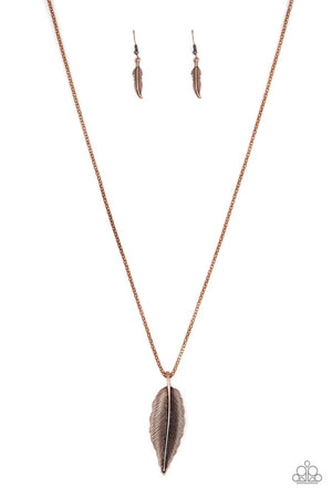 Paparazzi “Feather Foyager” Copper Feather Pendant