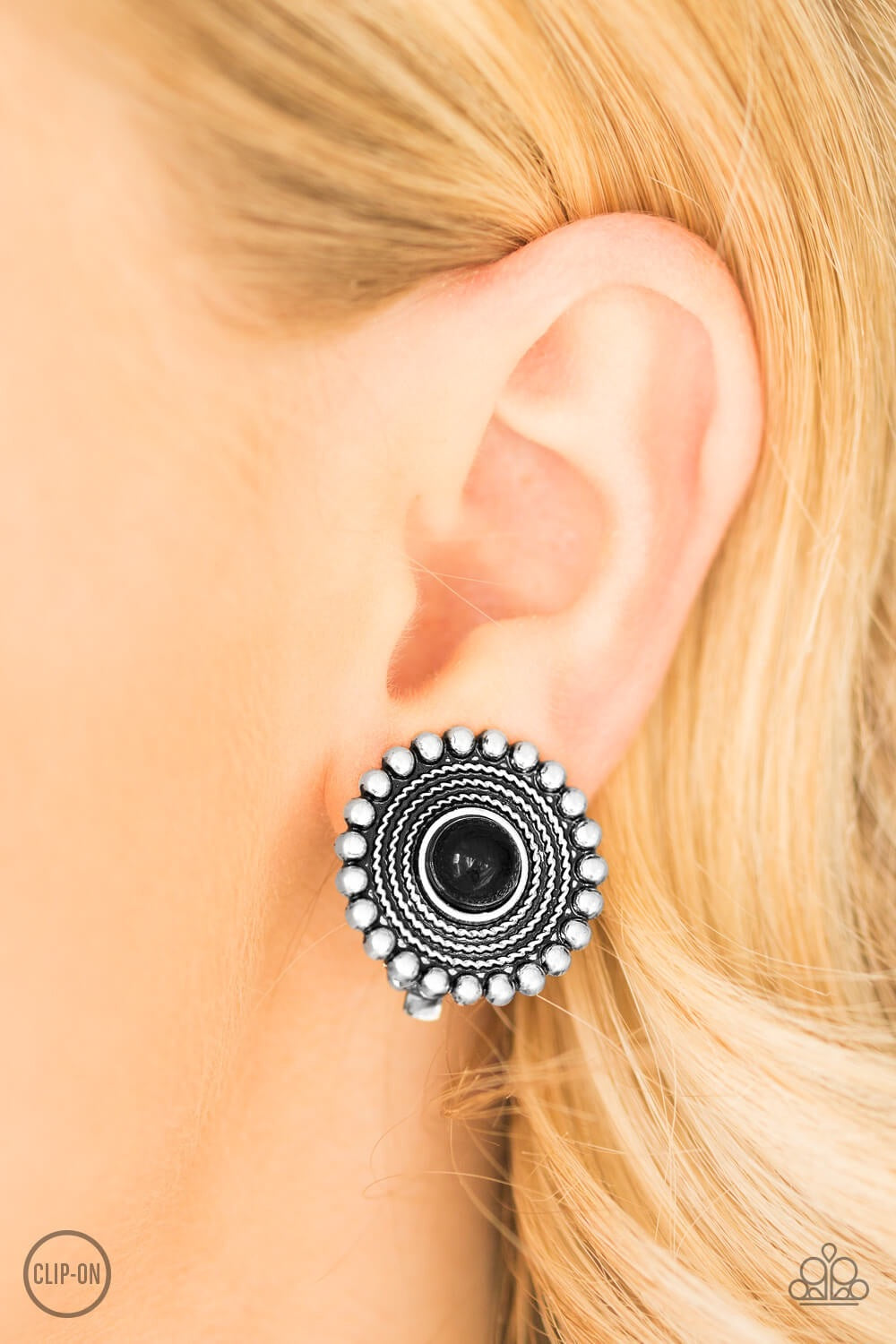 Paparazzi “Wheeling and Able” Black Clip-On Earrings