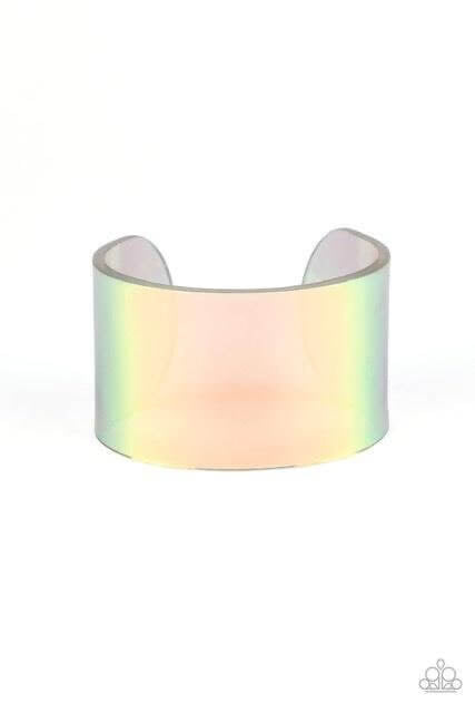 Paparazzi “Holographic Aura” Multi Rainbow Iridescent Acrylic Cuff Bracelet- Convention Exclusive