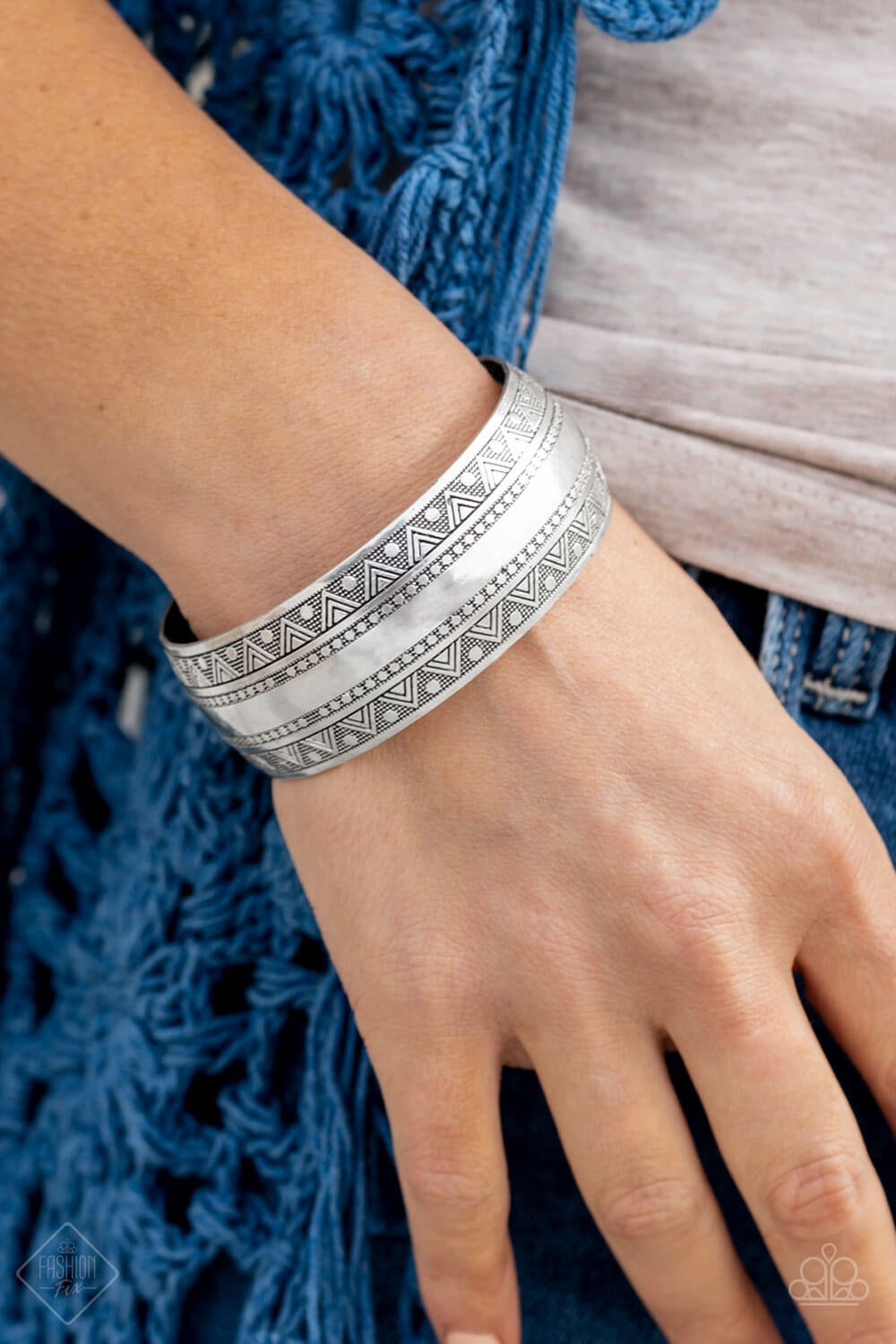 Paparazzi Bracelet “Desert Peaks” Silver Cuff Bracelet - Fashion Fix - April 2019 - Brighten Up and Bling It