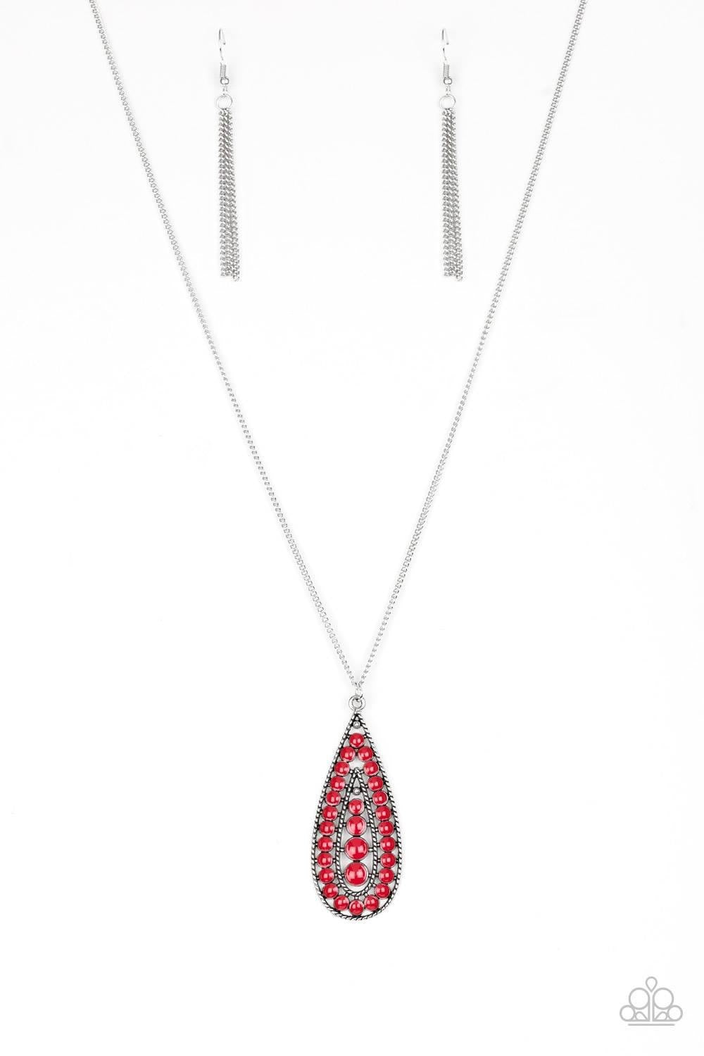 Paparazzi “Tiki Tease” Red Teardrop Necklace