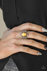 Paparazzi “Color Me Confident” Yellow Bead Floral Stretch Ring